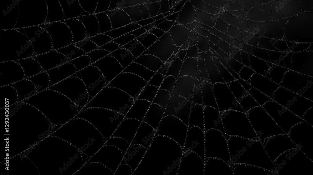 Aufkleber intricate spiderweb background with water droplets in low light