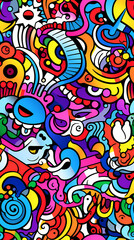 stunning doodle mania graffiti pattern geometric shapes design poster background