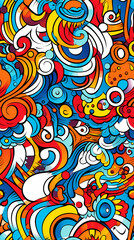Fototapeta premium stunning doodle mania graffiti pattern geometric shapes design poster background