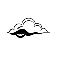 Abstract Black and White Cloud Silhouette, Artistic Illustration for Nature.