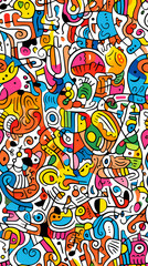 stunning doodle mania graffiti pattern geometric shapes design poster background