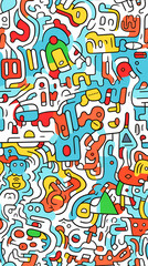 Obraz premium stunning doodle mania graffiti pattern geometric shapes design poster background