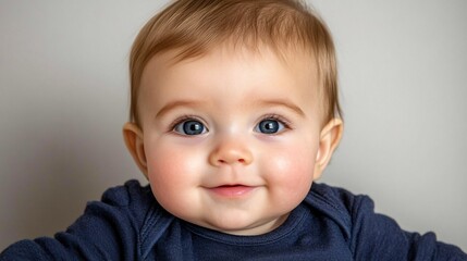 Fototapeta premium adorable baby smiling with bright blue eyes