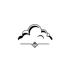 Simplified Illustration: Cloud shape with stylized arrow and horizon line.