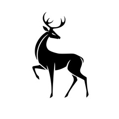 Silhouette of a stag with elegant silhouette, raising a leg.