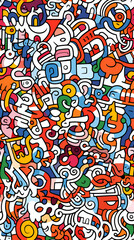 Fototapeta premium stunning doodle mania graffiti pattern geometric shapes design poster background