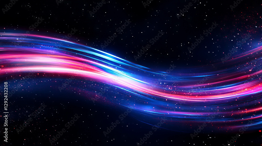 Poster cosmic wave of colorful starry light in a galactic universe setting