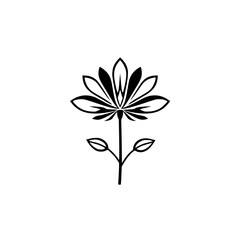 A minimalist depiction of flower stems. Isolated black and white artwork with a minimalist style, stylized flower.
