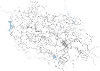map of highways and buildings in the city of adjuntas in the country of puerto rico with black and white color