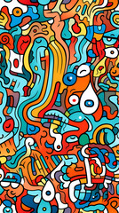 stunning doodle mania graffiti pattern geometric shapes design poster background