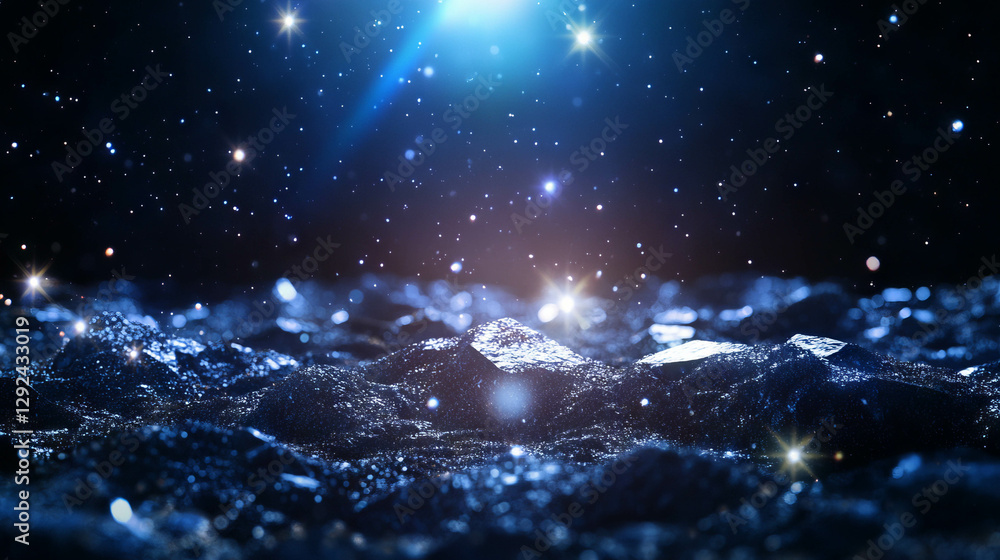 Poster celestial illumination: starlight reflecting on asteroids