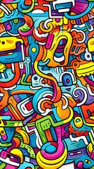 stunning doodle mania graffiti pattern geometric shapes design poster background
