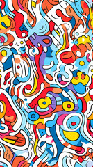 Fototapeta premium stunning doodle mania graffiti pattern geometric shapes design poster background