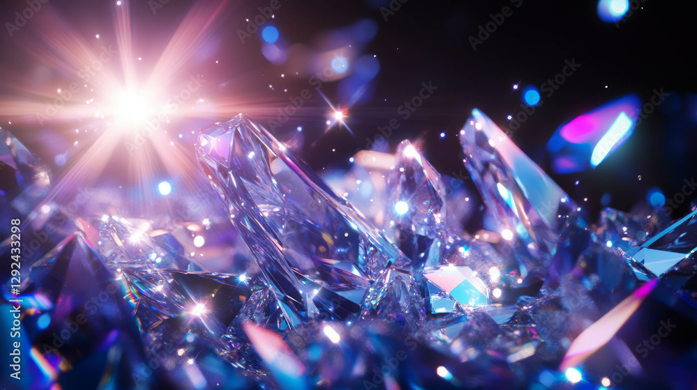 Poster sparkling facets and starlight reflection for elegant design