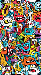 stunning doodle mania graffiti pattern geometric shapes design poster background