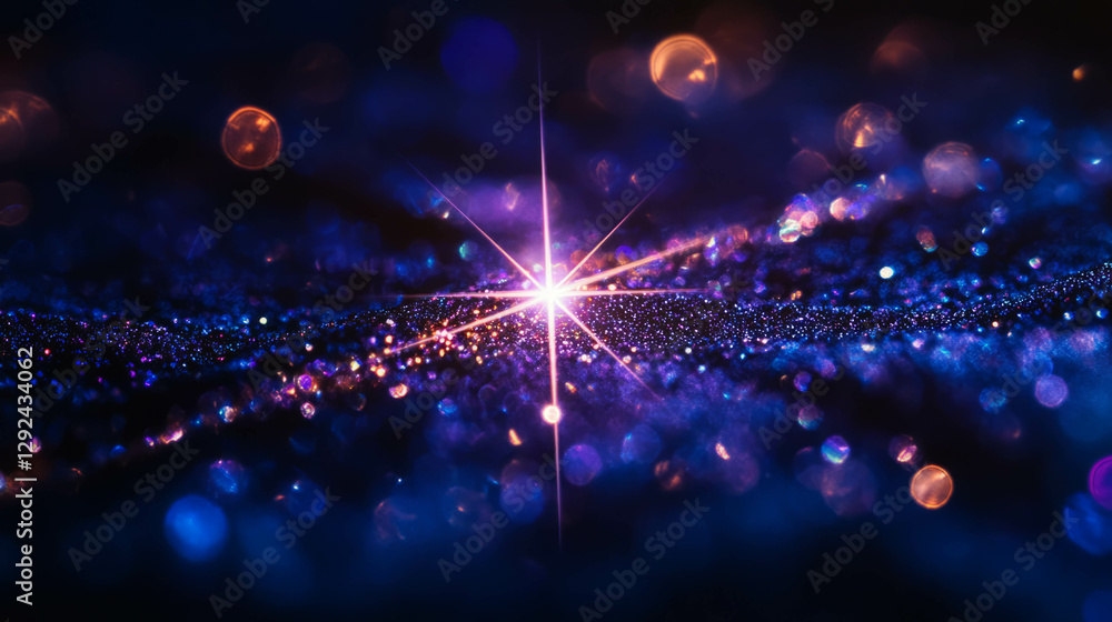 Poster cosmic star light with iridescent highlight background for festive design concepts