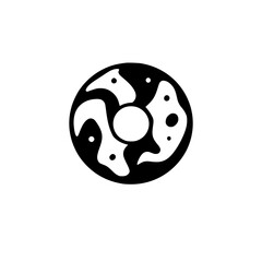 Black and White Donut with Abstract, Organic, and Artistic Elements