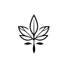 Simplified Leaf Silhouette, Minimalist, black and white stylized design for a leaf. The composition of the image is centered on a simplified representation of a leaf.