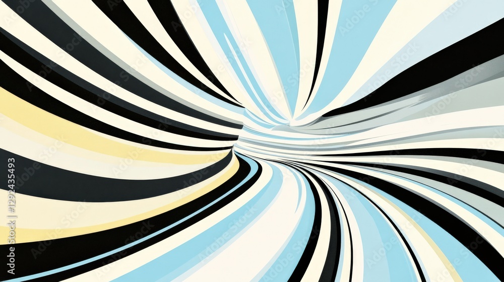 Poster abstract swirl of blue, black, and yellow colors creating a dynamic visual effect