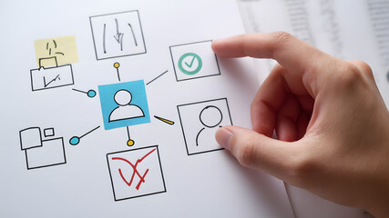 A business-oriented visual representation of HR strategy, workforce management, and team networking.