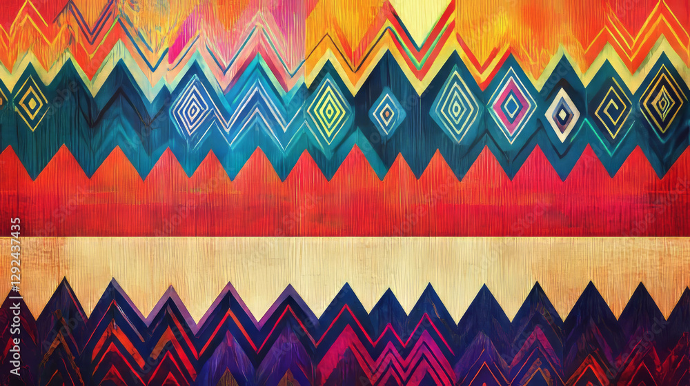 Poster vibrant abstract background with striped patterns and geometric shapes
