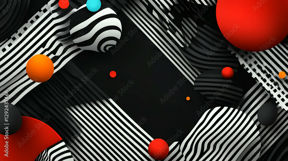 Poster abstract geometric background with striped patterns and bold shapes
