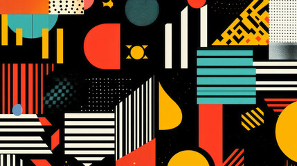 Colorful abstract background with geometric stripes and shapes for modern design