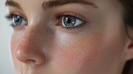 Obraz premium Close up view of woman’s face with contrasting skin textures illustrating medicines impact on aging and beauty. Generative AI