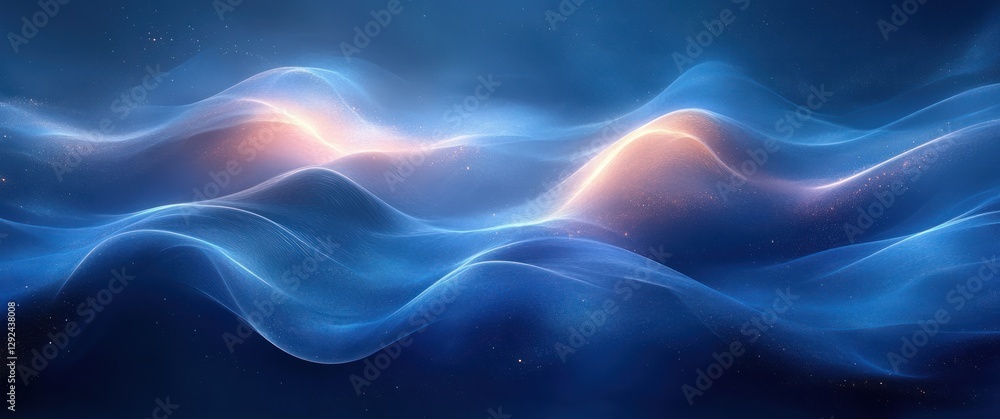Poster Abstract Blue Gradient Background with Smooth Curves Soft Lighting Elegant Design for Futuristic Wallpaper Template