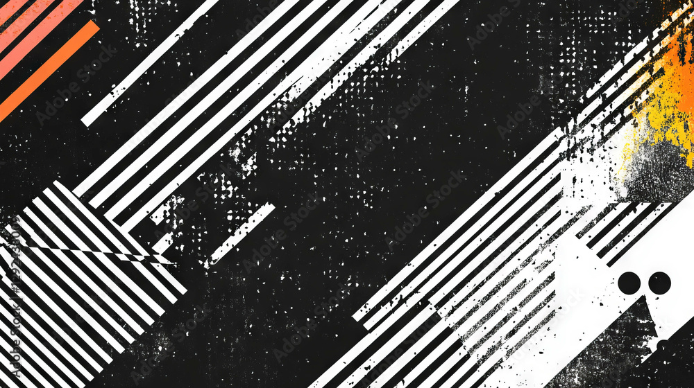 Poster abstract geometric background with striped patterns and zigzag lines for modern design