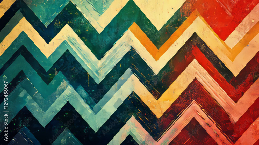 Poster vibrant zigzag and striped pattern background for artistic design