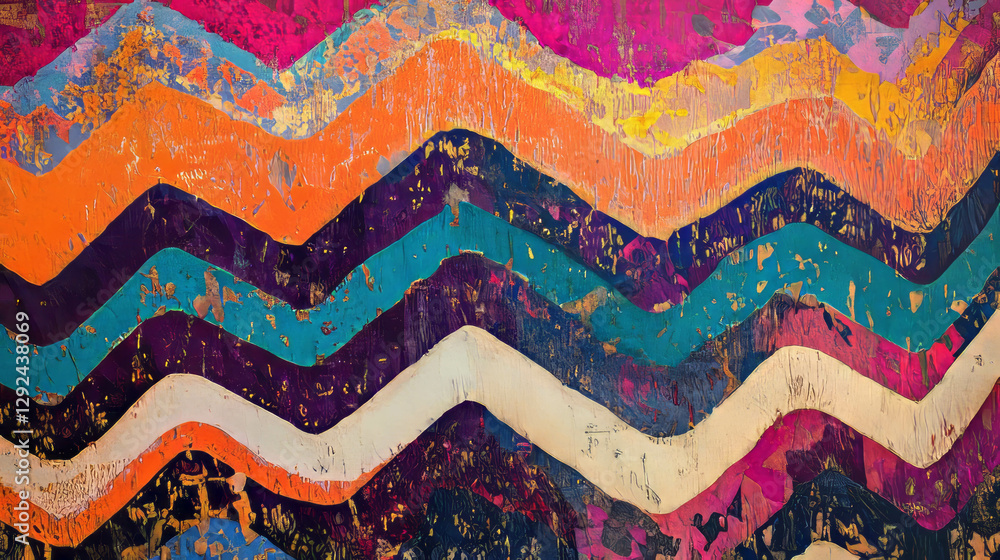 Poster vibrant abstract background with colorful zigzag and striped patterns