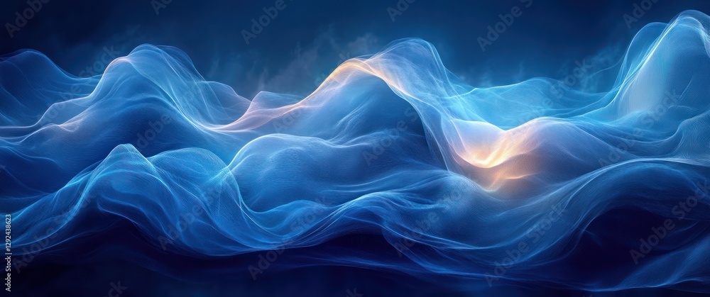Leinwandbilder abstract blue gradient digital painting with smooth curves and soft light for minimalist design and 