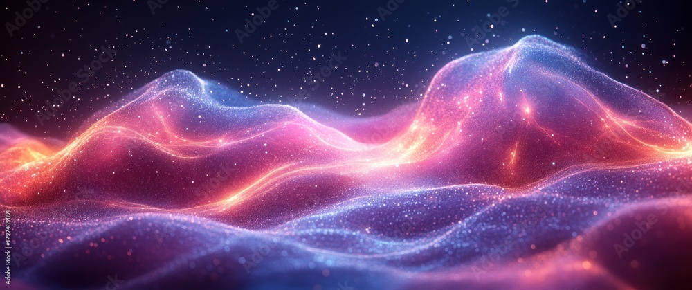Aufkleber futuristic abstract network connection design with blue and purple dots and glowing lines