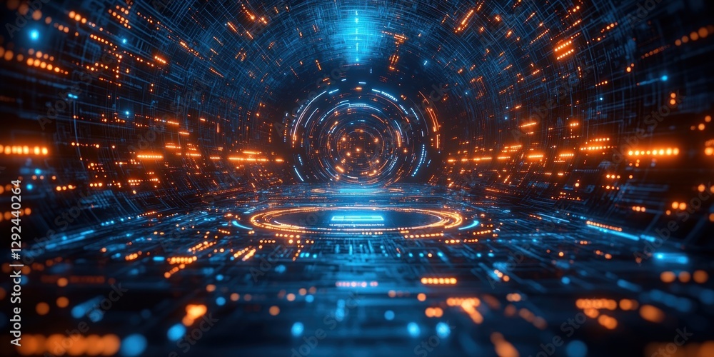 Aufkleber futuristic technology background abstract circuit design geometric shapes soft lighting illustration