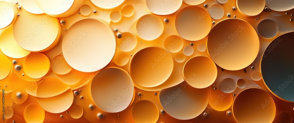 Poster gold abstract background with glossy circles and elegant light effect for modern design