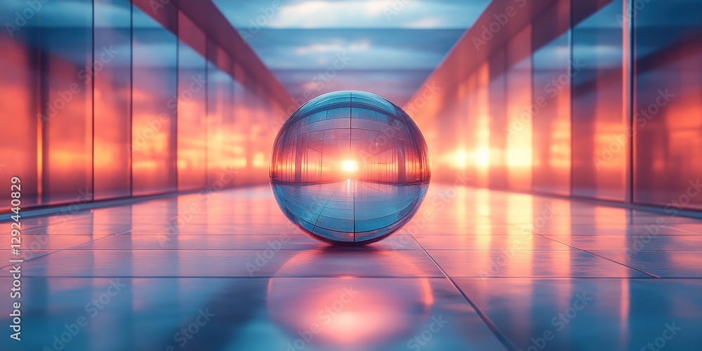 Aufkleber abstract technology design with spherical object, modern geometric shapes, and soft lighting