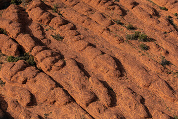 Aerial views of the rock formations at Watarrka National Park - Kings Canyon, Northern Territory.	