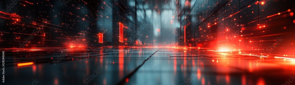 Poster abstract digital art geometric shapes glowing lines network connection design technology concept