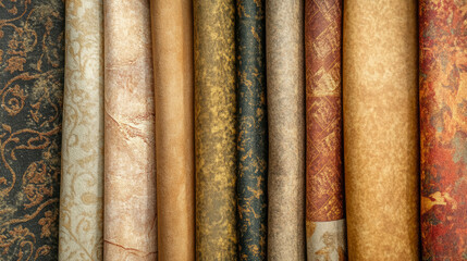 Variety of textured wallpaper samples for interior design inspiration