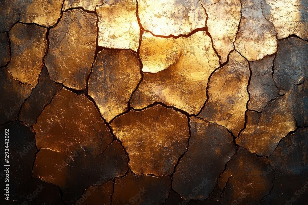 Aufkleber Abstract Gold Background with Glossy Texture and Sharp Cracks for Luxury Wallpaper and Modern Design
