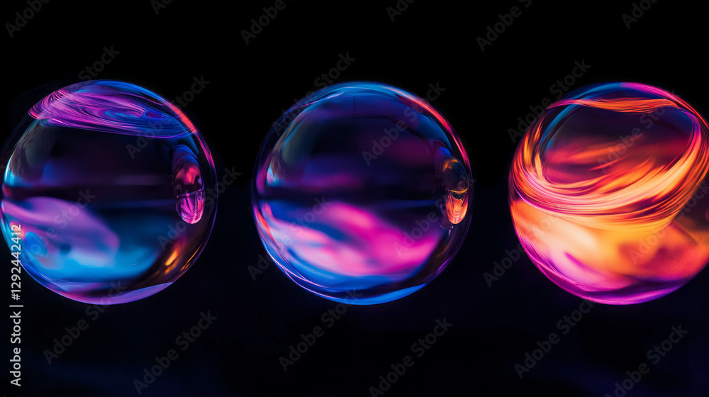Poster vibrant abstract background with colorful transparent spheres for modern design and art concepts