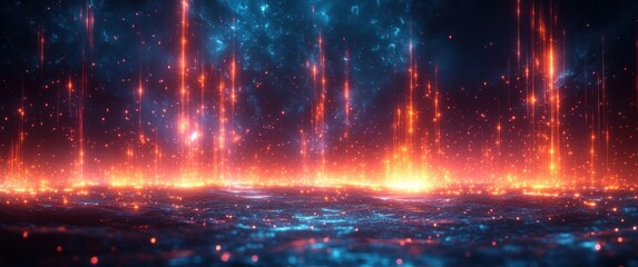 Futuristic Digital Art Cyberpunk Abstract Technology Network Light Beams Innovation Data System