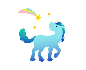 流れ星とユニコーンの夢かわいいシンプルなイラスト