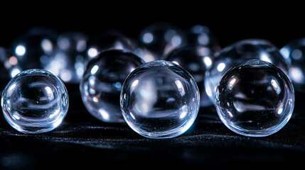 Abstract background of transparent spheres with textured surfaces for modern design