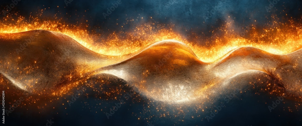 Fototapete Gold Wave Pattern with Sharp Edges and Dramatic Lighting for Luxury Abstract Background and Modern Design