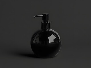 Obraz premium Sleek black soap dispenser on a minimalist background, showcasing modern design and elegance