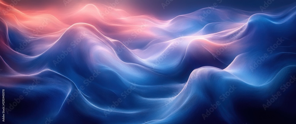 Aufkleber futuristic abstract blue gradient wave flow dynamic design light effect minimal graphic illustration