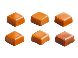 Caramel candy, isolated on white background, full depth of field