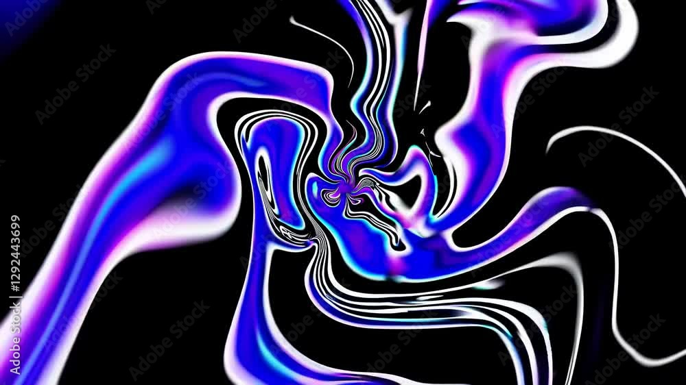 Poster abstract black and white swirling pattern with hints of vibrant blue, creating a dynamic visual moti